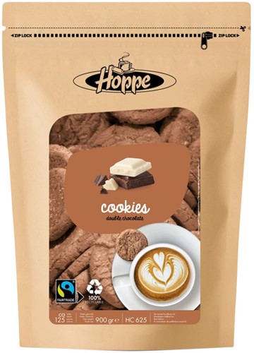 Koekjes Hoppe Cookies fairtrade double chocolate circa 125stuks