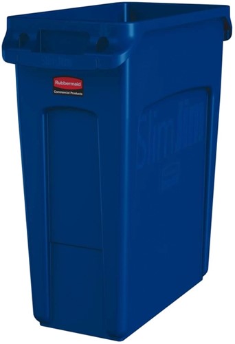 Afvalbak Rubbermaid Slim Jim Vented met luchtsleuven 60liter blauw