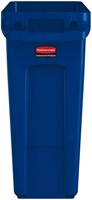 Afvalbak Rubbermaid Slim Jim Vented met luchtsleuven 60liter blauw-2