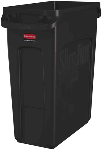 Afvalbak Rubbermaid Slim Jim Vented met luchtsleuven 60liter bruin