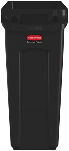 Afvalbak Rubbermaid Slim Jim Vented met luchtsleuven 60liter bruin-2