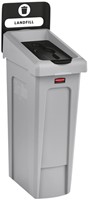 Deksel Rubbermaid Slim Jim Recyclestation gesloten zwart-2