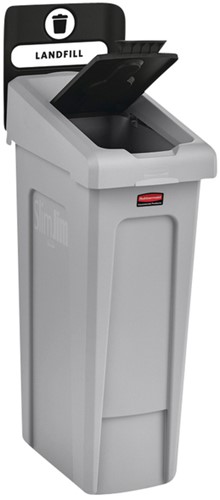 Deksel Rubbermaid Slim Jim Recyclestation gesloten zwart-3