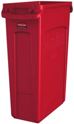 Afvalbak Rubbermaid Slim Jim Vented met luchtsleuven 87liter rood