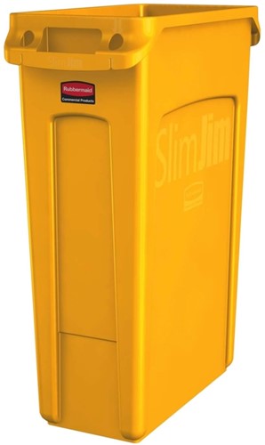 Afvalbak Rubbermaid Slim Jim Vented met luchtsleuven 87liter geel