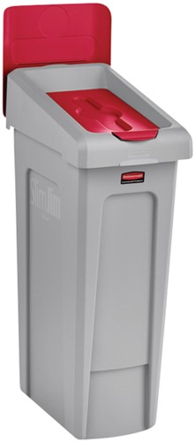 Deksel Rubbermaid Slim Jim Recyclestation gesloten rood-2