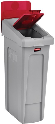 Deksel Rubbermaid Slim Jim Recyclestation gesloten rood-3