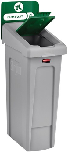 Deksel Rubbermaid Slim Jim Recyclestation gesloten groen-3