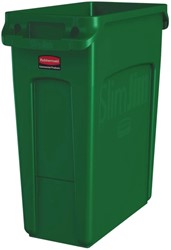 Afvalbak Rubbermaid Slim Jim Vented met luchtsleuven 60L groen