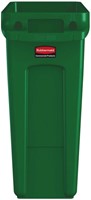 Afvalbak Rubbermaid Slim Jim Vented met luchtsleuven 60L groen-2