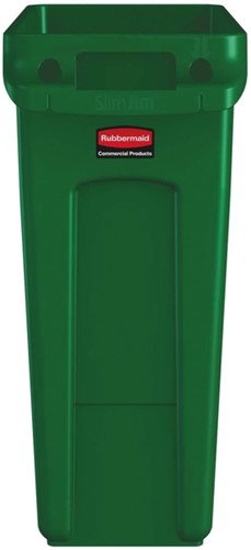 Afvalbak Rubbermaid Slim Jim Vented met luchtsleuven 60L groen-2