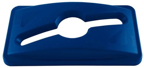 Deksel Rubbermaid Slim Jim Vented inwerpopening voor gemengde recycling blauw-2