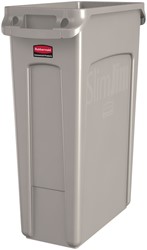 Afvalbak Rubbermaid Slim Jim Vented met luchtsleuven 60liter beige