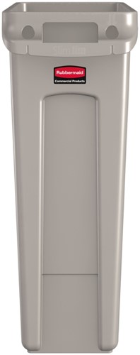 Afvalbak Rubbermaid Slim Jim Vented met luchtsleuven 60liter beige-2