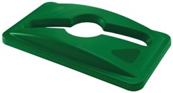 Deksel Rubbermaid Slim Jim Vented inwerpopening voor gemengde recycling groen