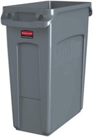 Afvalbak Rubbermaid Slim Jim Vented met luchtsleuven 60liter grijs