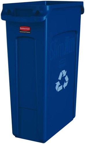 Afvalbak Rubbermaid Slim Jim Vented met luchtsleuven 87liter blauw