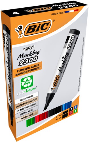 Viltstift Bic 2300 ecolutions schuin medium doos à 4 stuks