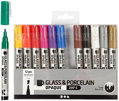 Glas- & Porseleinstiften Creativ Company 1-2mm set à 12 kleuren-3