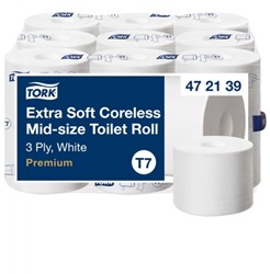 Toiletpapier Tork Mid-size T7 premium 3-laags 550vel wit 472139