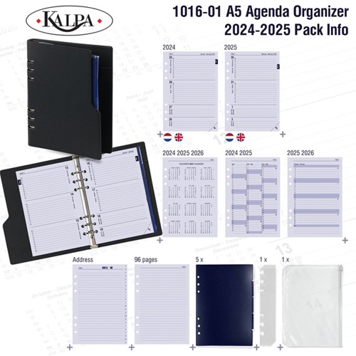 Organizer Kalpa Clipbook A5 inclusief agenda 2025-2026 7dagen/2pagina's nerf zwart-1