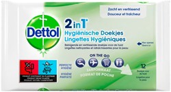 Hygiënische verfrissingsdoekjes Dettol Wipes 2-in-1 12st