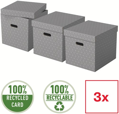 Opbergdoos Esselte home kubus 320x315x365mm grijs 3 stuks-2