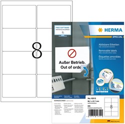 Etiket HERMA 10312 99.1x67.7mm verwijderbaar wit 800 etiketten