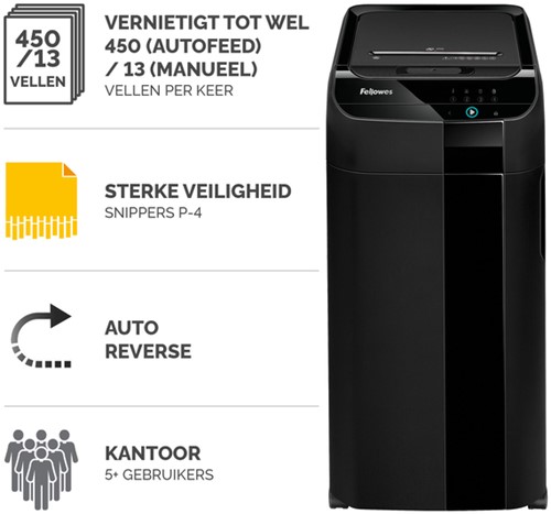 Papiervernietiger Fellowes Automax 450C snippers 4x38mm zwart-1