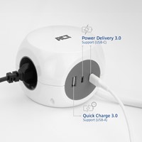 Stekkerblok ACT 3 voudig  inclusief 2x USB C/A 1.5 meter wit/grijs-7