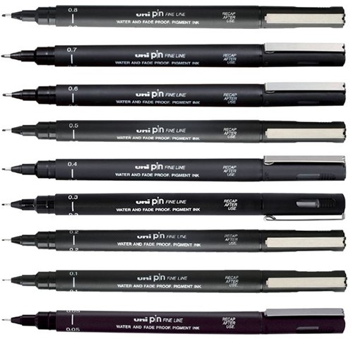 Fineliner Uni-ball Pin beitelpunt 1mm zwart-2