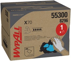 Poetsdoek WypAll X70 PowerClean 426x282mm 200vel draagdoos wit 8296