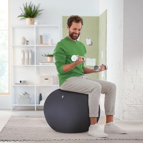 Actieve zitbal Leitz Ergo 55cm anti-rol donkergrijs-6