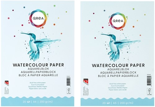 Aquarelblok Qrea A4 20vel 200gr gelijmd-2