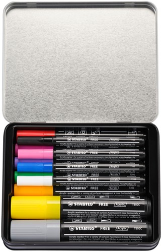 Acrylmarker STABILO  Free Acrylic Starter Kit assorti 11 stuks-1
