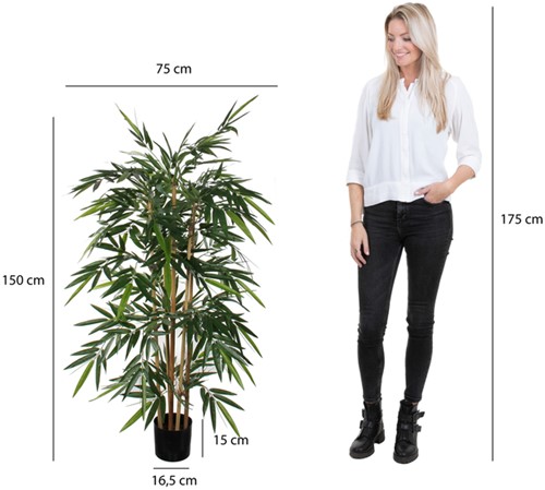 Kunstplant Mica Bamboe in plastic pot 150x75cm-2