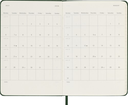 Agenda 2026 Moleskine 12M Planner Weekly 7dagen/1pagina pocket hc myrtle green-1