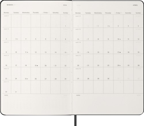 Agenda 2026 Moleskine 12M Planner Weekly 7dagen/2pagina's large hc black-1