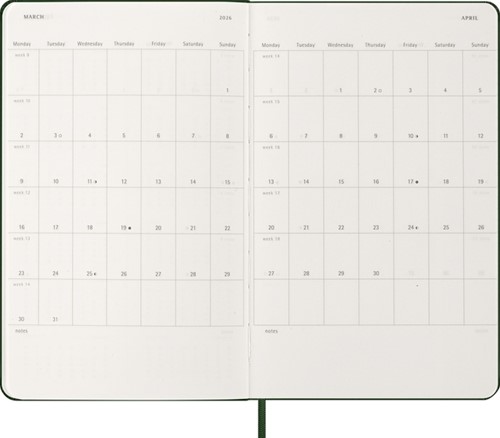 Agenda 2026 Moleskine 12M Planner Weekly 7dagen/1pagina large hc myrtle green-1
