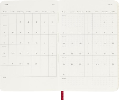 Agenda 2026 Moleskine 12M Planner Weekly 7dagen/1pagina pocket sc scarlet red-1