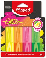 Markeerstift Maped Glitter set à 4 fluoriserende kleuren