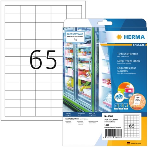 Etiket HERMA 4388 38.1x21.2mm diepvries wit 1625 etiketten