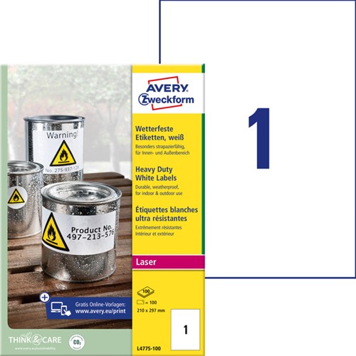 Etiket Avery L4775-100 210x297mm 100 stuks-2