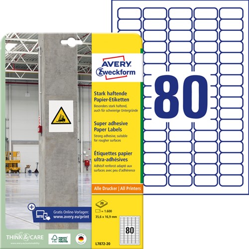 Etiket Avery Zweckform L7872-20 35.6x16.9mm 1600 etiketten-2
