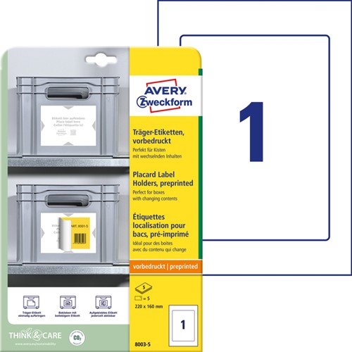 Positioneeretiket Avery Zweckform 8003 220x160mm bedrukt 5 etiketten-2