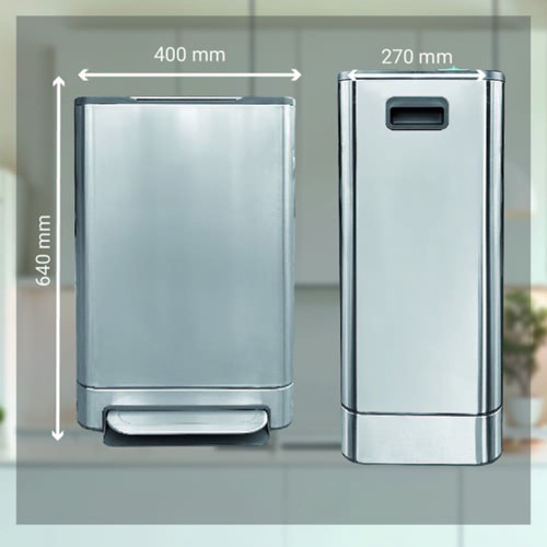 Afvalbak Desq pedaalemmer 40 liter RVS zilver-2