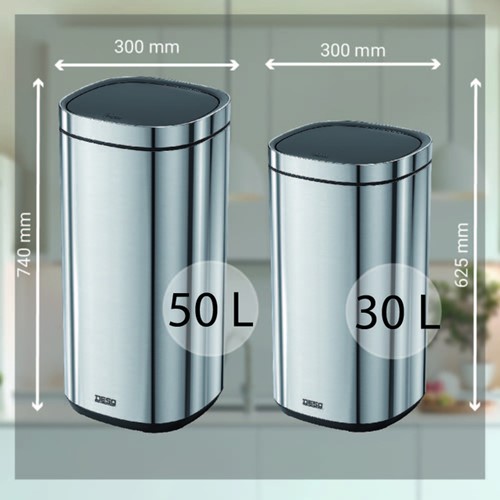 Afvalbak Desq Touch 50 liter RVS zilver-2