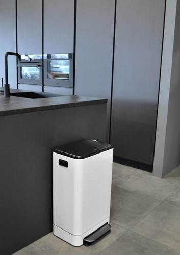 Afvalbak Desq pedaalemmer 40 liter RVS wit-2