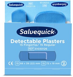 Pleisters Salvequick blauw detectabel mix 30 stuks