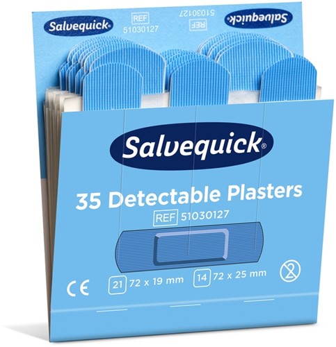 Pleisters Salvequick blauw detectabel refill 35 stuks-2